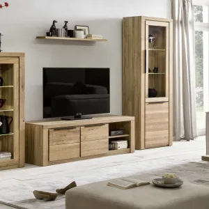 Comoda TV, lemn masiv, stejar, 130/51/54 cm pentru Comode sufragerie 2