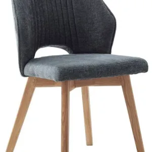 Scaun, tesatura boucle, antracit, picioare lemn masiv, 48/92/60 cm