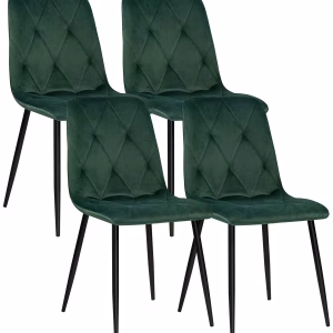 Set 4 scaune, verzi, tip catifea, 43/84/56 cm