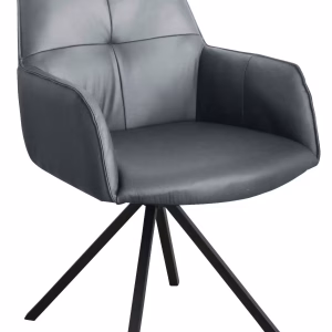 Scaun, negru, piele naturala, 59,5/87,5/69 cm