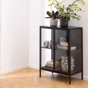 Vitrina, negru, metal, 80/98.7/40 cm