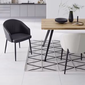 Scaun, negru, piele naturala, 55/81,5/61 cm