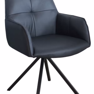 Scaun pivotant, negru, piele naturala, 59,5/87,5/69 cm