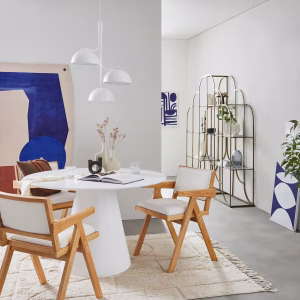 Scaun, lemn masiv, alb, tesatura Boucle, 51/79/54 cm