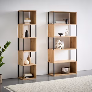 Etajera, 5 rafturi, culoare stejar, 70/161/30 cm